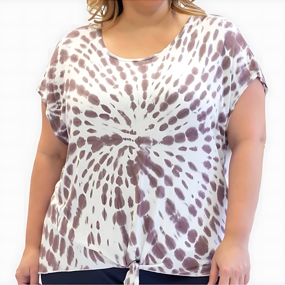 Nanette Lepore Tie Front Tie Dye T-Shirt White Size 1X New With Tags - Picture 1 of 7